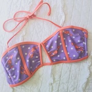 aerie Lobster Polka Dot Bikini Top S EUC Like New
